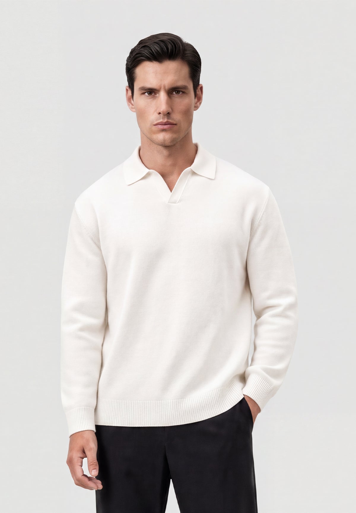 Heavy knit polo-tee